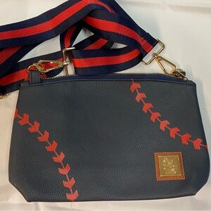 St. Louis Cardinals Navy and Red Baseball Stitch Crossbody Bag